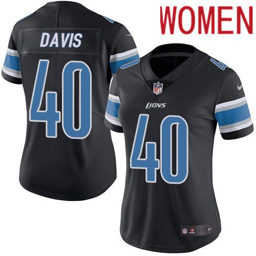 Women Detroit Lions #40 Jarrad Davis Nike Black Vapor Limited NFL Jersey